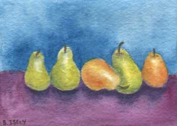 "Pears In A Row" by Sandy Isely, Ashland WI - Watercolor